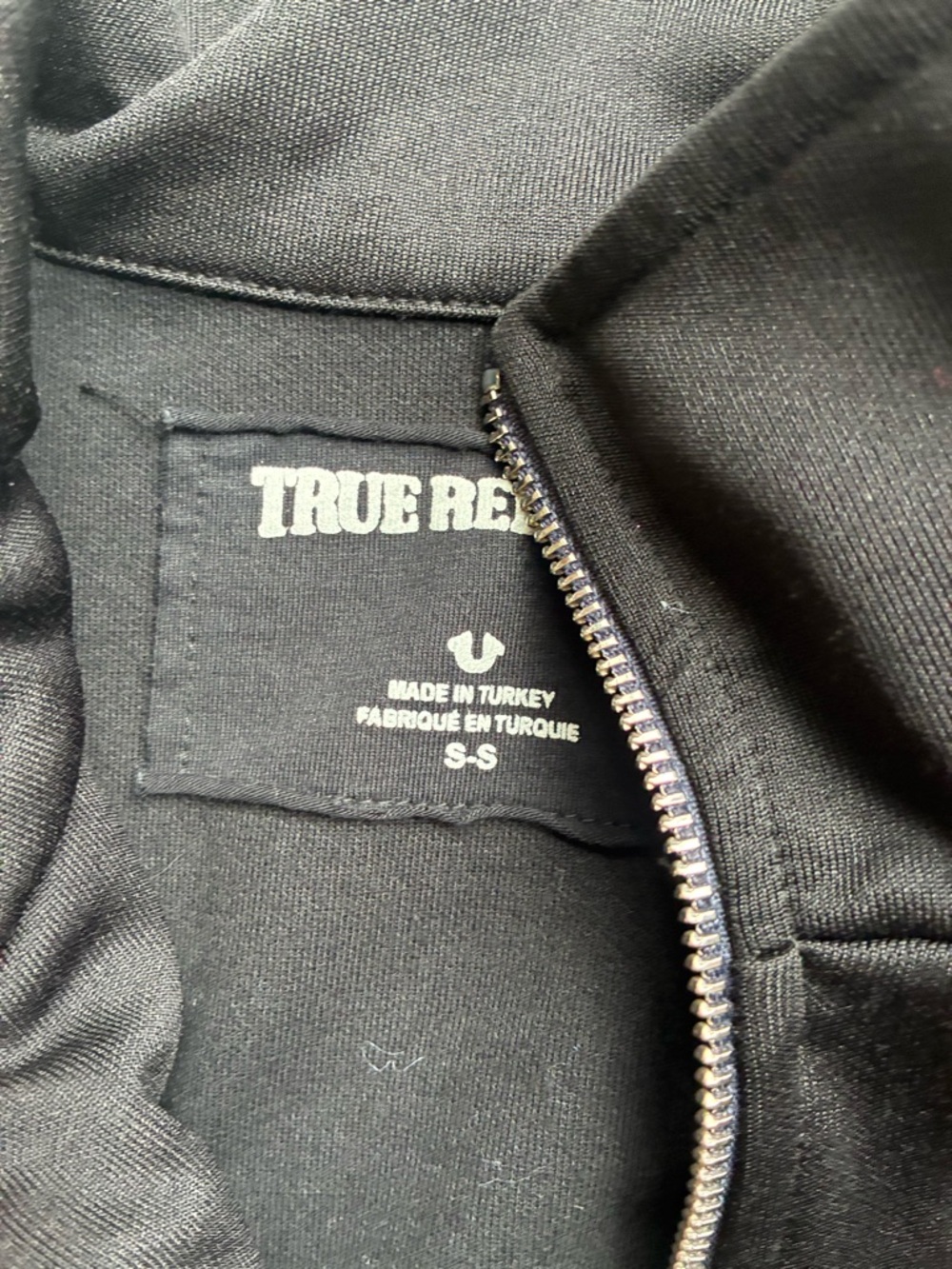 True Religion Black Jacket with Red, White & Navy Stripe Detail - Picture 4 of 5